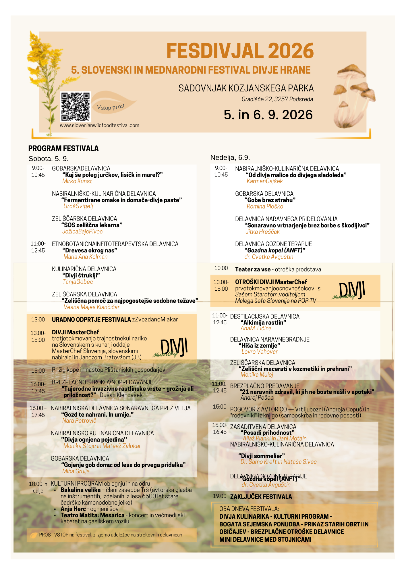 FESTIVAL DIVJE HRANJE PROGRAM